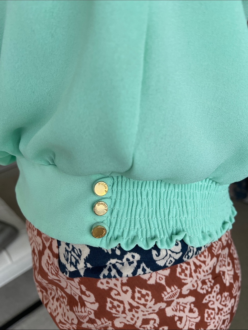 Women's Mint Ruffle Cold-Shoulder top - Picture 6 of 6